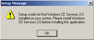 Windows CE Services 2.0 error